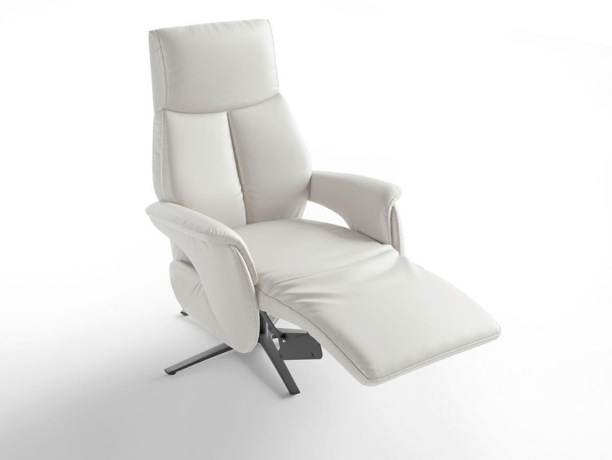 RELAXSESSEL Leder Weiss  - Weiss/Schwarz, Basics, Leder/Metall (75/110/85cm) - Sit & More