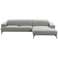 ECKSOFA Grau Echtleder Rücken echt, Kopfteilverstellung  - Schwarz/Grau, Design, Leder/Metall (315/187cm) - Valnatura