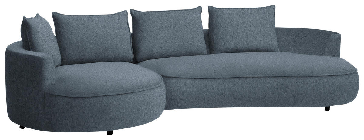 BIGSOFA Chenille Graphitfarben  - Schwarz/Graphitfarben, Design, Kunststoff/Textil (154/82/322cm) - home24