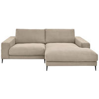 ECKSOFA in Feincord Sandfarben  253/177 cm  - Sandfarben/Schwarz, Design, Textil/Metall (253/177cm) - Dieter Knoll