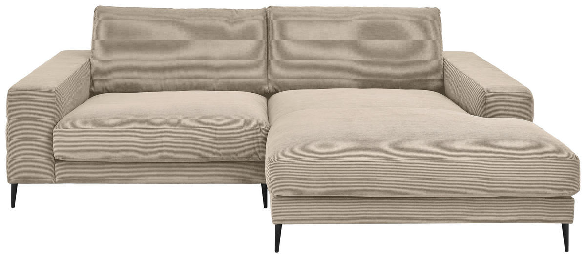 ECKSOFA in Feincord Sandfarben  253/177 cm  - Sandfarben/Schwarz, Design, Textil/Metall (253/177cm) - Dieter Knoll