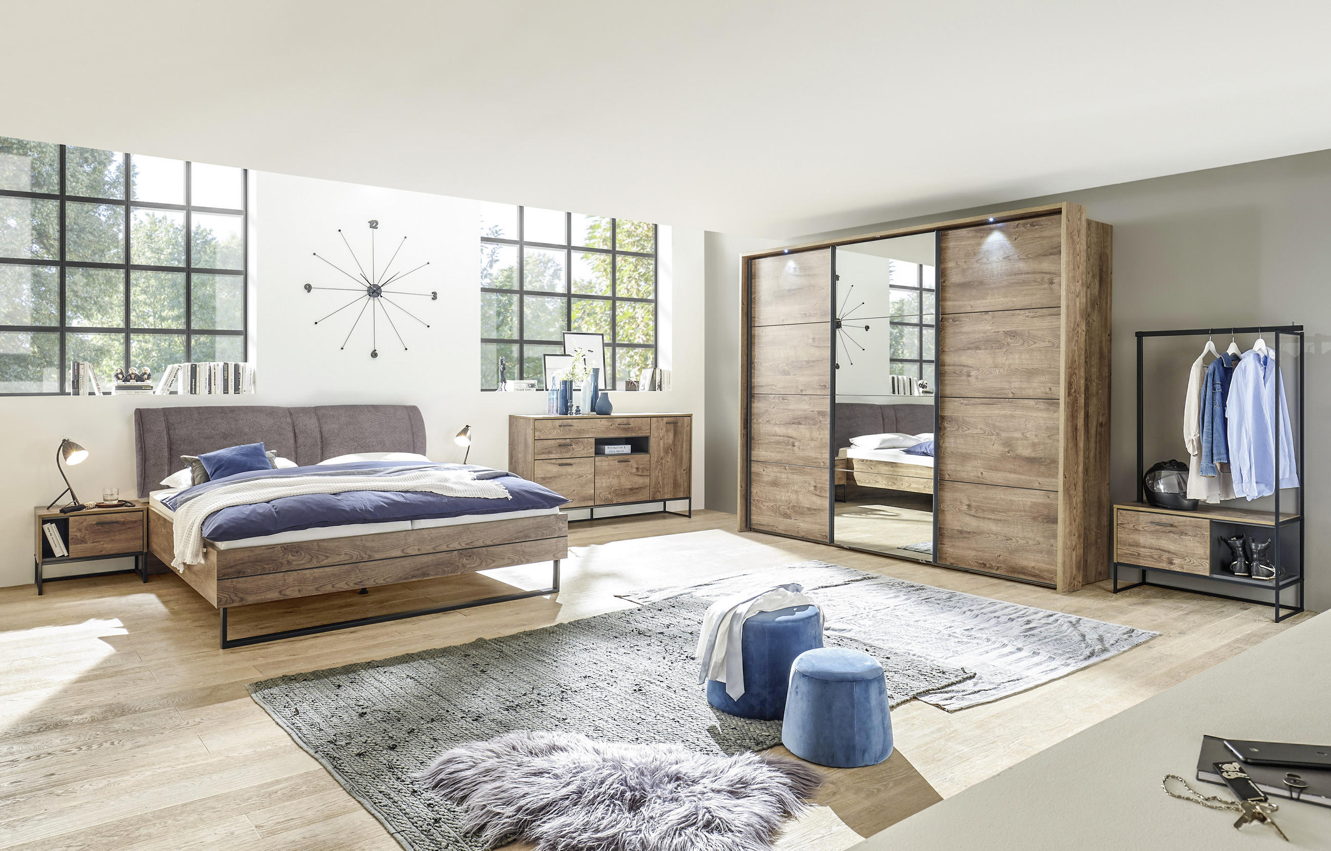 xora schlafzimmer graphitfarben, eichefarben