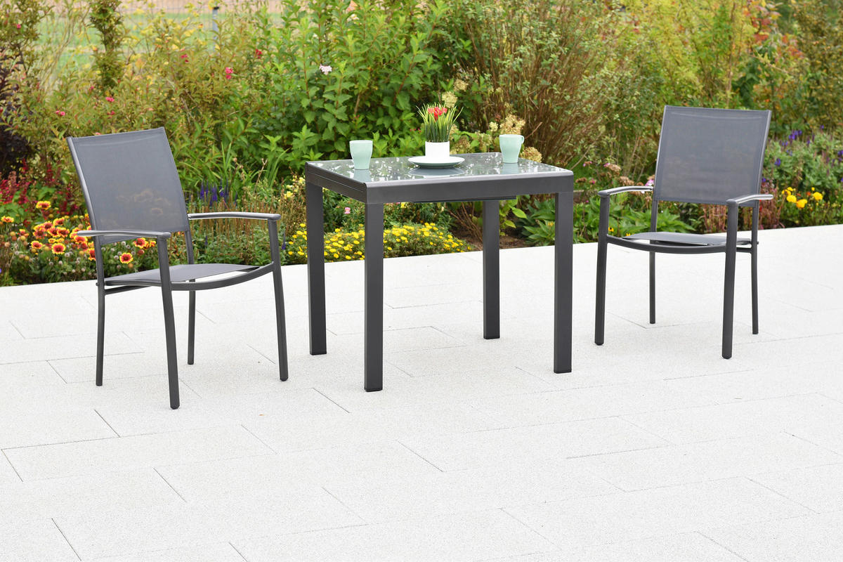 GARTENSET Aluminium  - Graphitfarben/Grau, MODERN, Textil/Metall - Gardenson