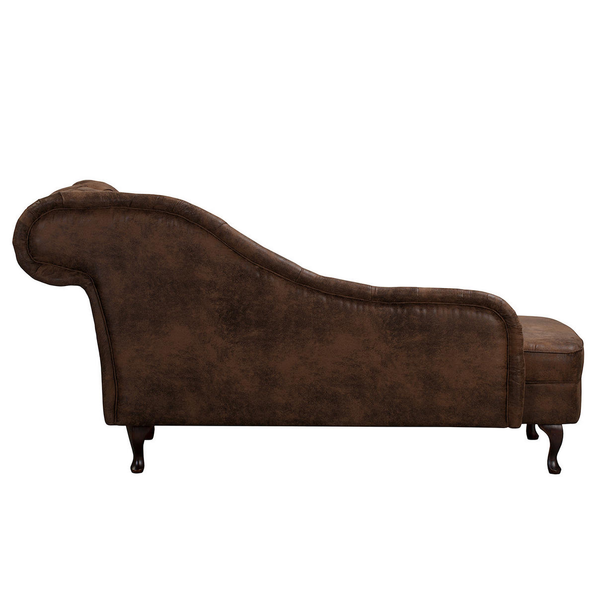 RÉCAMIERE Lederlook Dunkelbraun  - Dunkelbraun/Braun, Design, Holz/Textil (185/93/75cm) - Livetastic