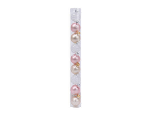 SET KROGLIC ZA BOŽIČNO JELKO - roza/barve šampanjca, Trendi, steklo (3cm)