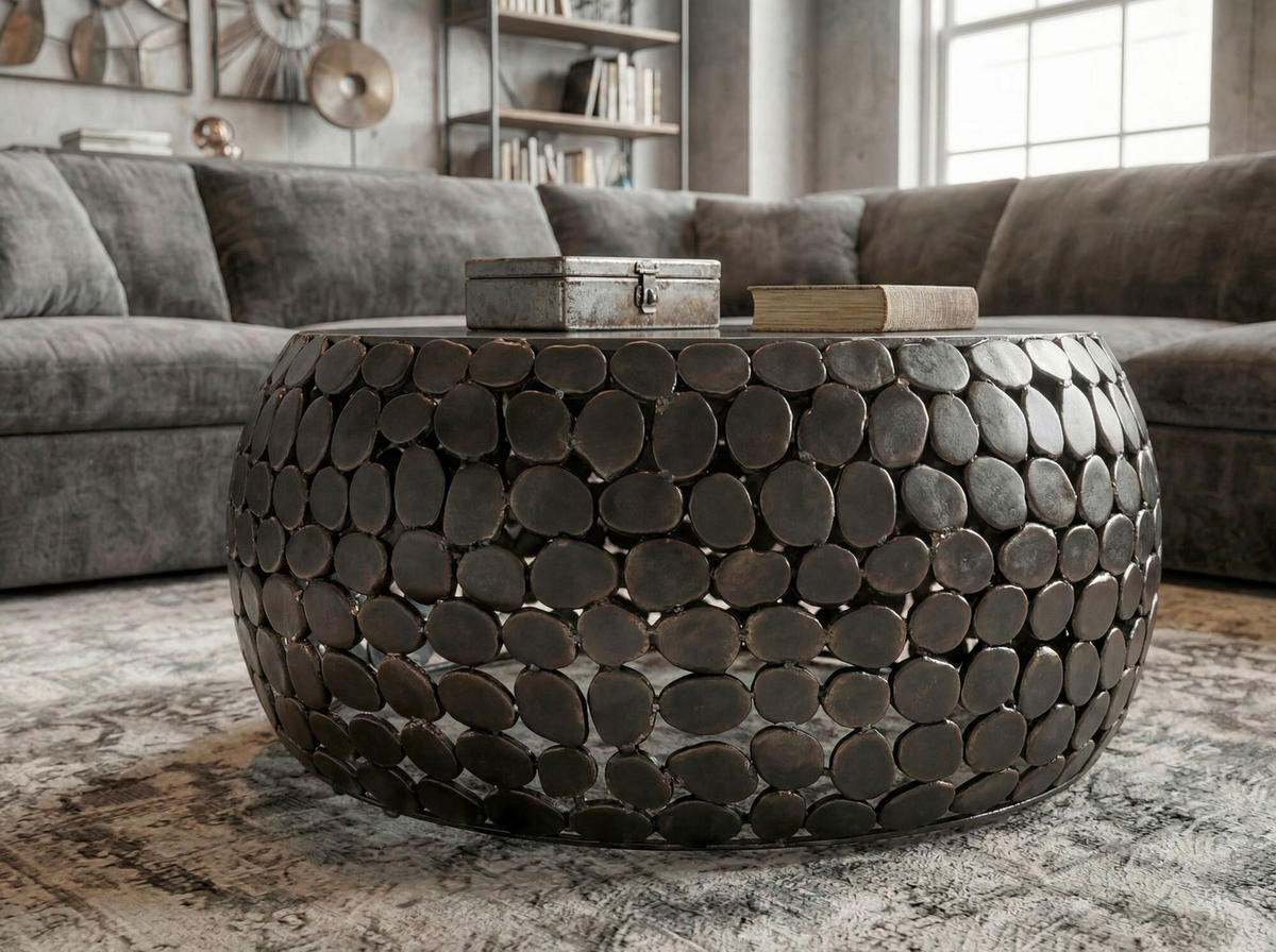 Măsuță De Cafea din piatră, 65/65/32 cm   - negru, Design, metal/piatră (65/65/32cm) - MID.YOU
