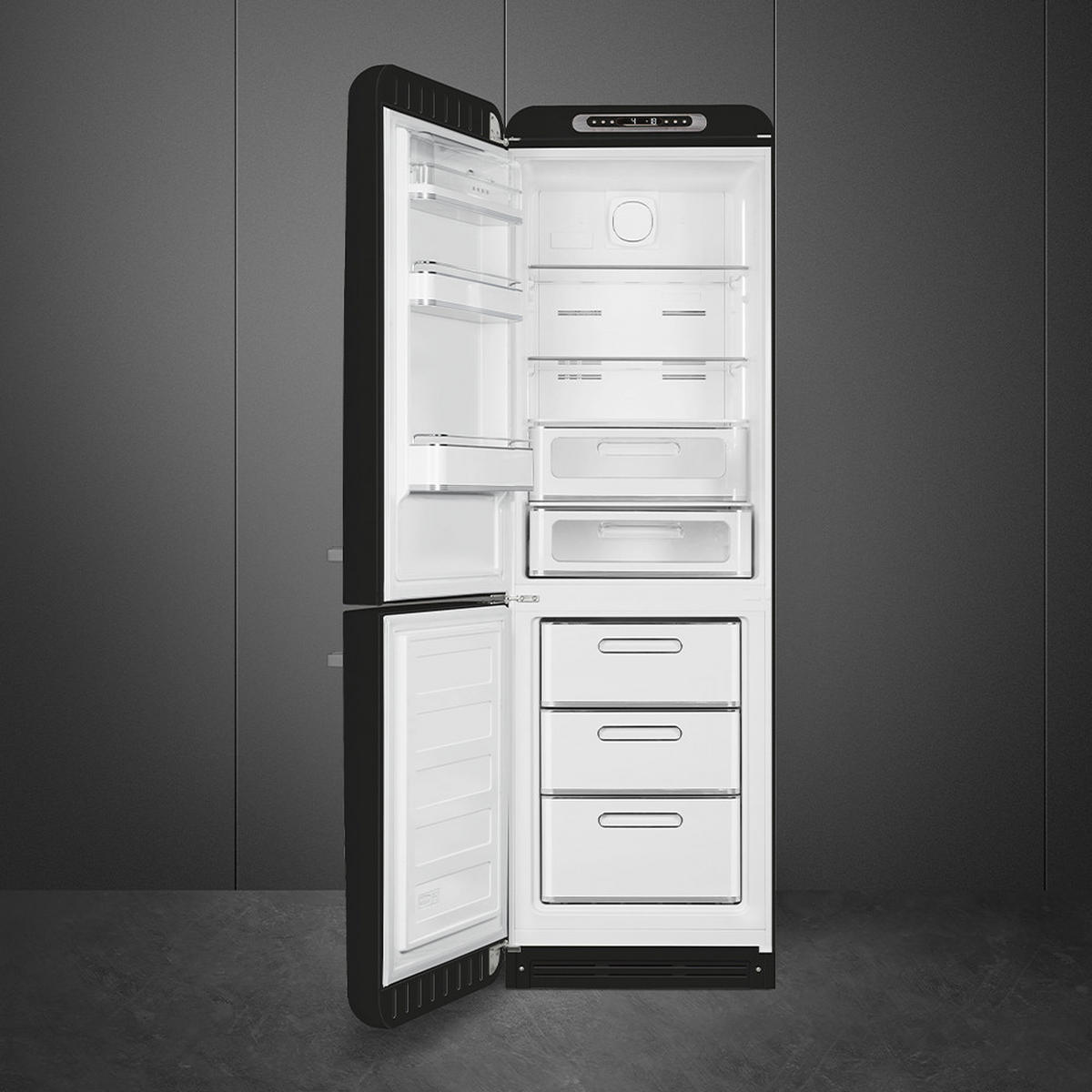 KÜHL-GEFRIER-KOMBINATION FAB32LBL5  - Schwarz, Basics, Metall (60/196,8/72,8cm) - SMEG