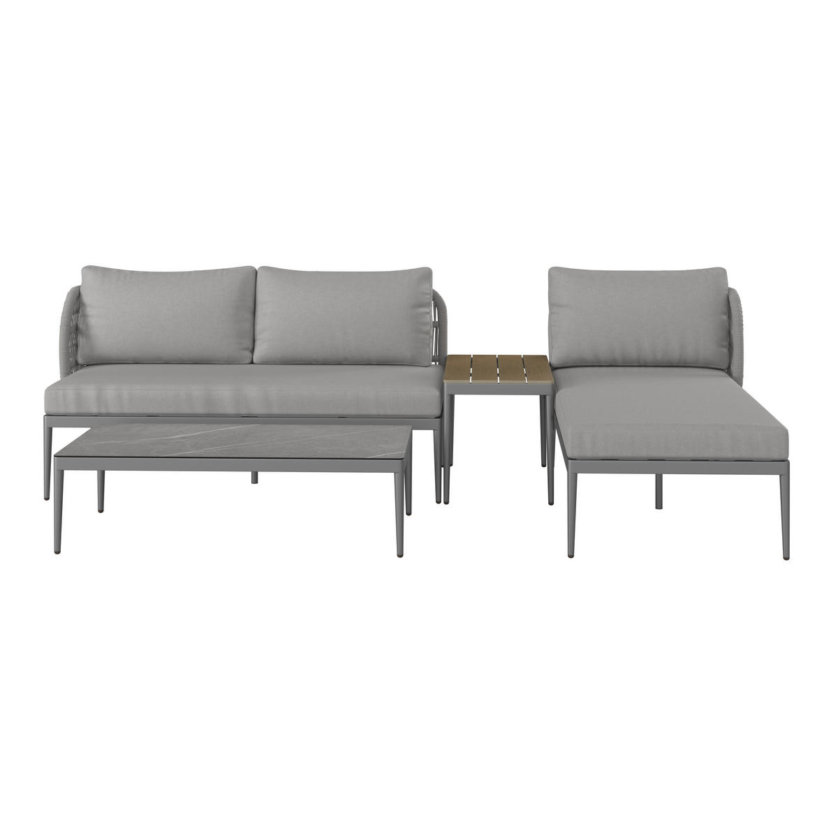 LOUNGE GARNITURA tkanina aluminij  - siva/naravne barve, Moderno, kovina/umetna masa (255/72/145cm) - Ambia Garden