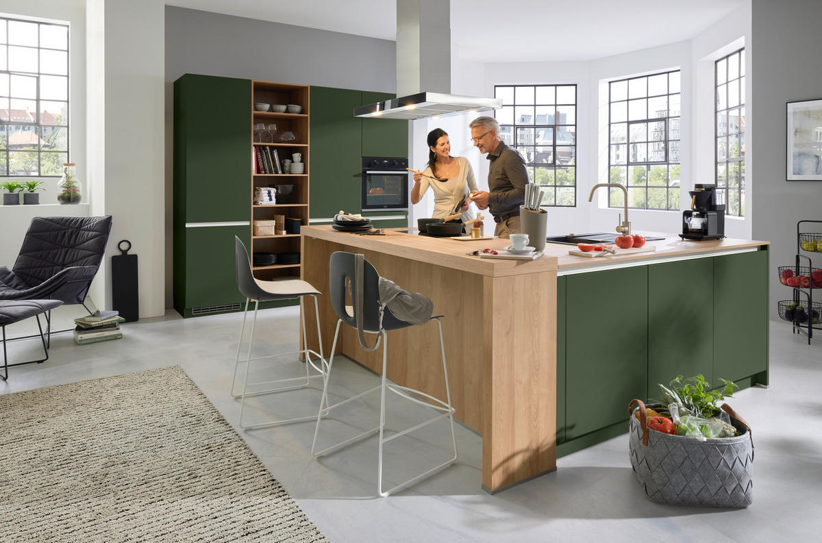 EINBAUKÜCHE SILVIA  - Grün, Design, Holzwerkstoff - Novel