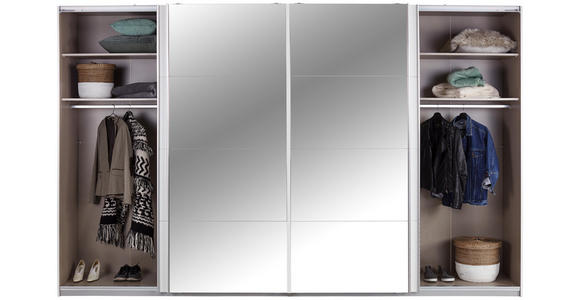 Schwebetürenschrank mit Spiegel 361cm Bensheim, Weiß Dekor - Weiß, MODERN, Holzwerkstoff (361/230/62cm) - James Wood