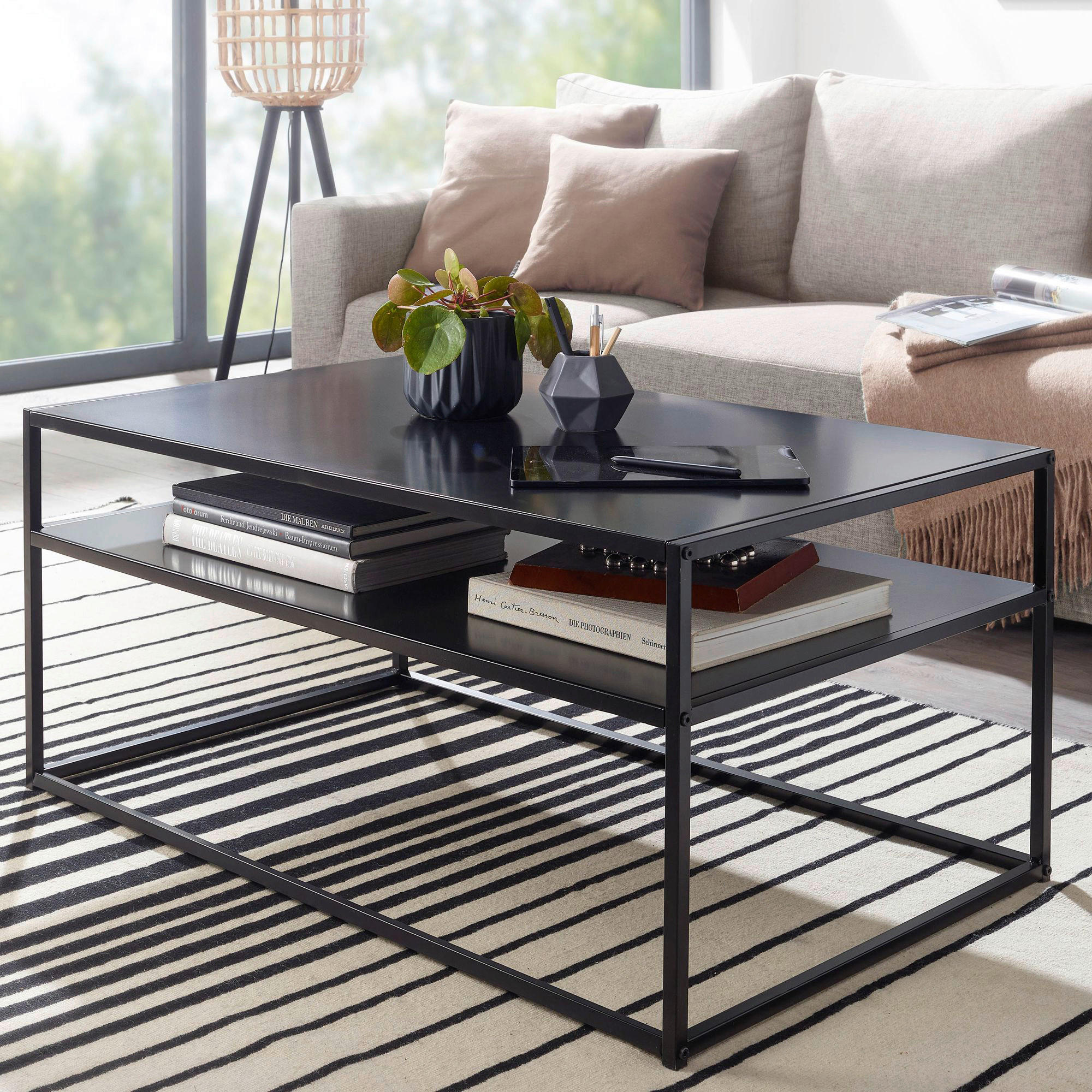 COUCHTISCH 100/60/45 cm rechteckig Schwarz  - Schwarz, MODERN, Metall (100/60/45cm) - MID.YOU