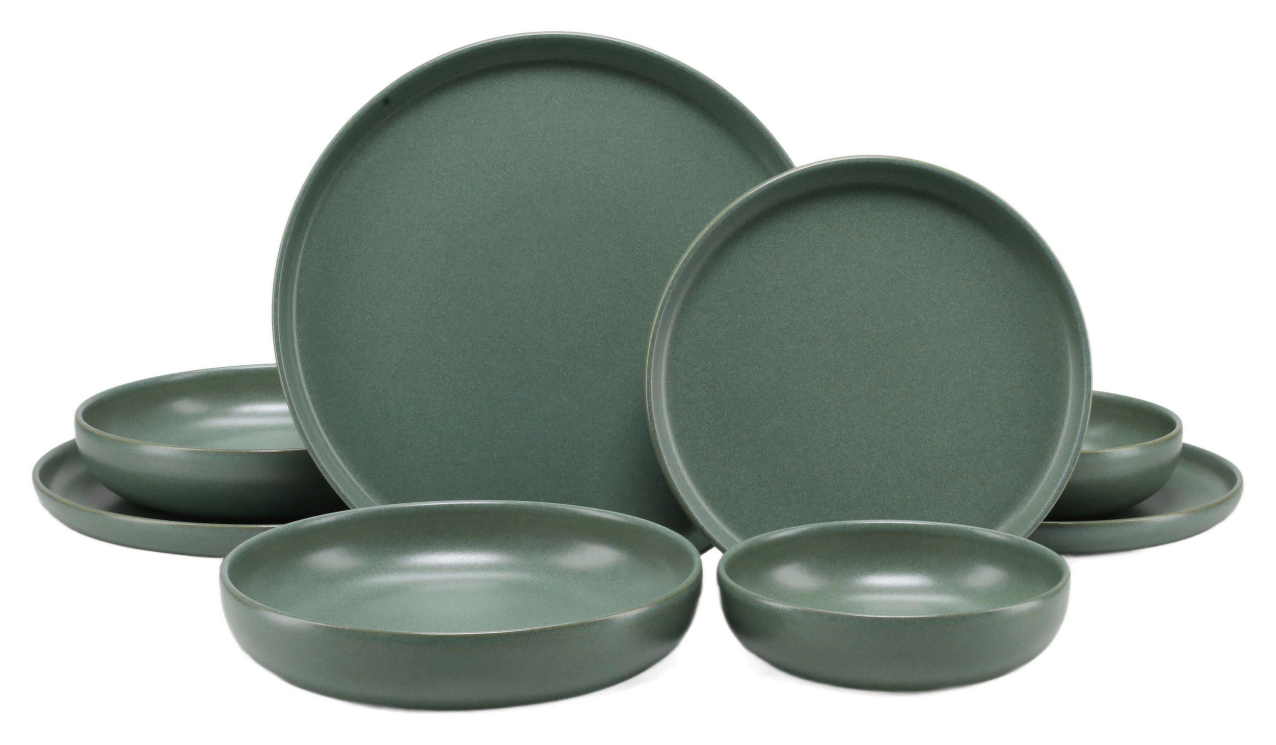 TAFELSERVICE Uno 8-teilig  - Salbeigrün, Basics, Keramik - Creatable