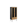 VITRINE in furniert Eiche Eichefarben, Schwarz  - Klar/Eichefarben, Design, Glas/Holz (79/179/43cm) - Livetastic