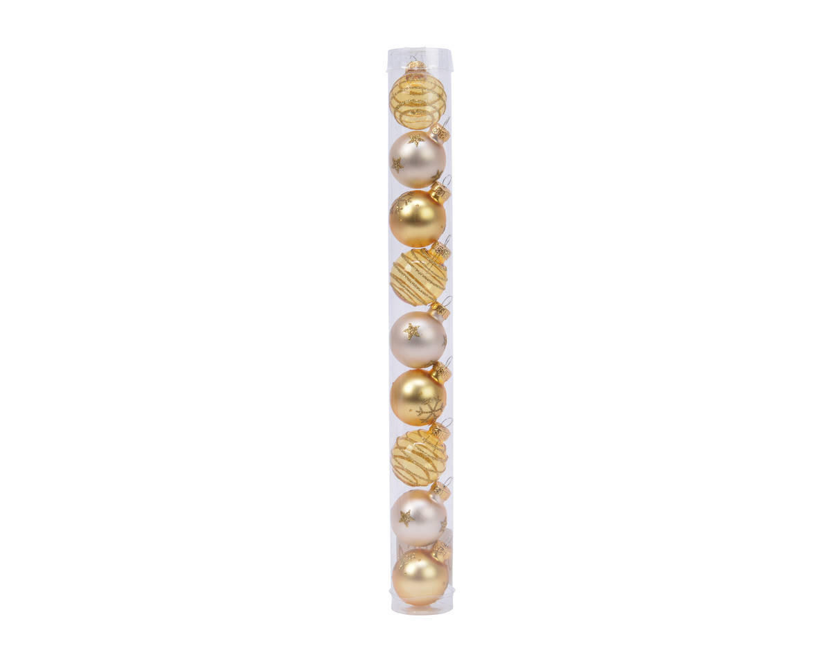 JULGRANSKULOR SET 3 cm  - pärlemor/guldfärgad, Lifestyle, glas (3cm)
