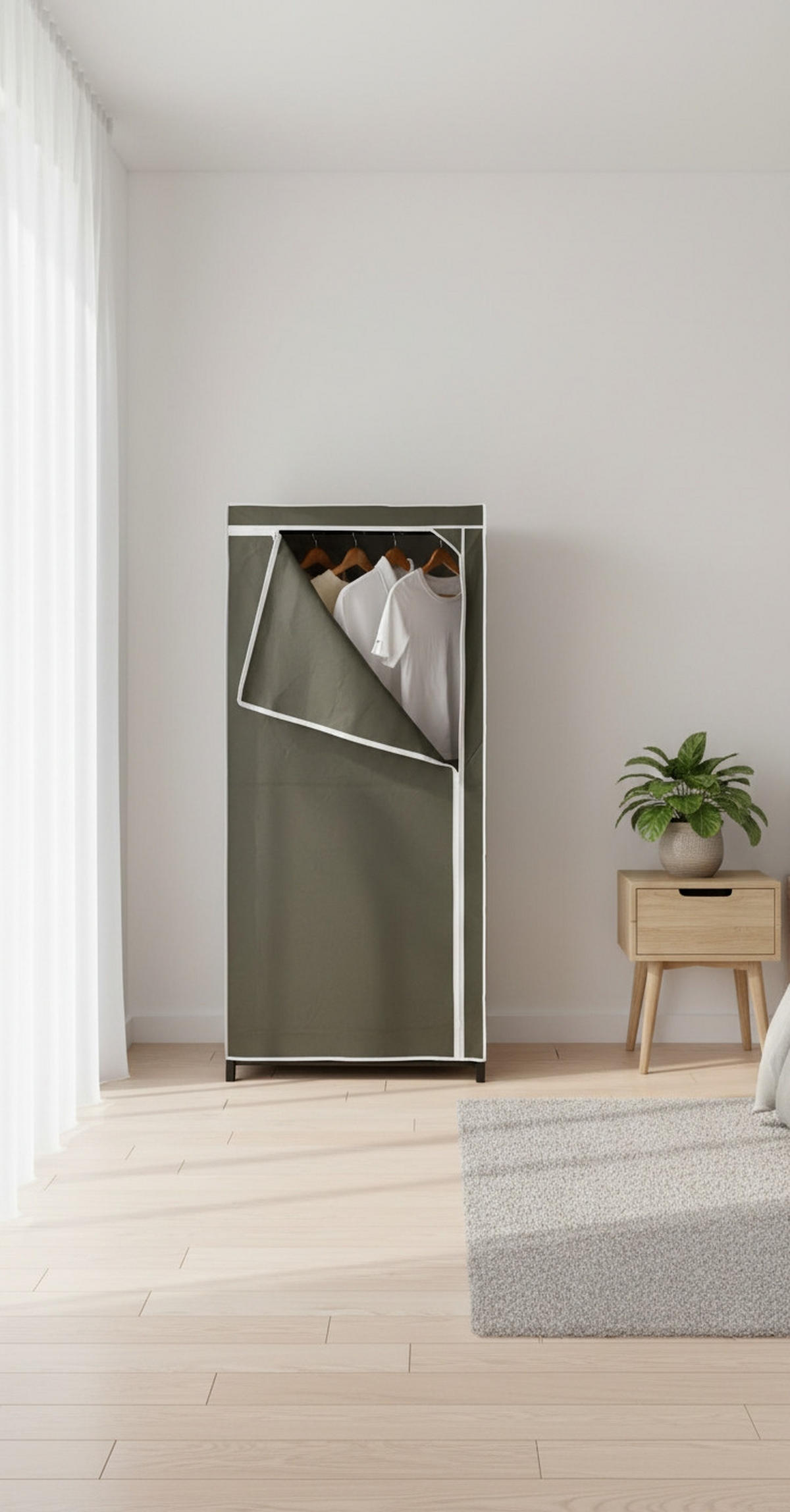 STOFFSCHRANK 75/160/50 cm  in Grau  - Grau, Basics, Kunststoff/Textil (75/160/50cm) - Carryhome