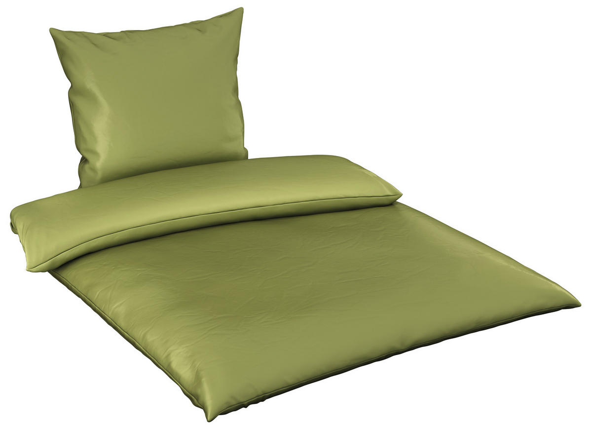 BETTWÄSCHE 3-teilig Segesta Satin 200/200 cm  - Dunkelgrün, MODERN, Textil (200/200cm) - Novel