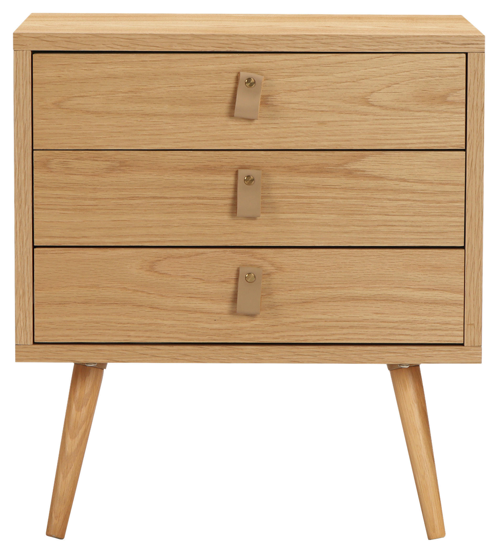 NACHTSCHRANK 50/55/40 cm Eiche furniert, massiv  - Hellbraun/Eichefarben, Design, Holz/Holzwerkstoff (50/55/40cm) - Boxxx