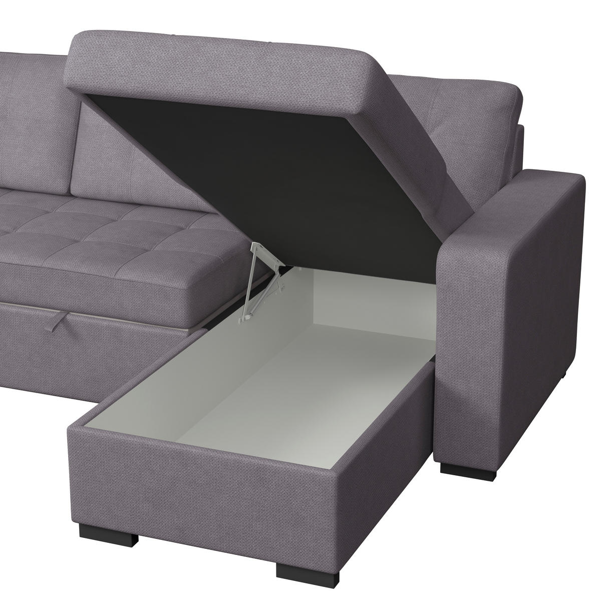 ECKSOFA Mikrofaser, Struktur Dunkelgrau  - Dunkelgrau/Schwarz, Trend, Textil/Metall (239/160cm) - MID.YOU