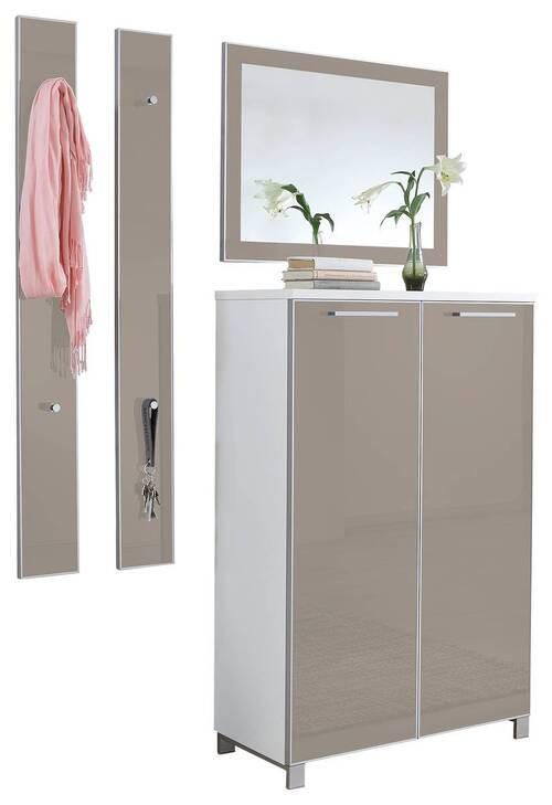 GARDEROBE 4-teilig  in 135/195/37 cm  - Taupe/Weiß, Design, Glas/Holzwerkstoff (135/195/37cm)