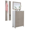 GARDEROBE 4-teilig  in 135/195/37 cm  - Taupe/Weiß, Design, Glas/Holzwerkstoff (135/195/37cm)