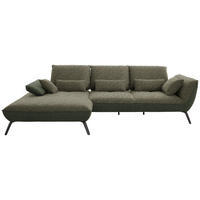 ECKSOFA in Flachgewebe Dunkelgrün  - Dunkelgrün/Schwarz, Design, Textil/Metall (191/301cm) - Moderano