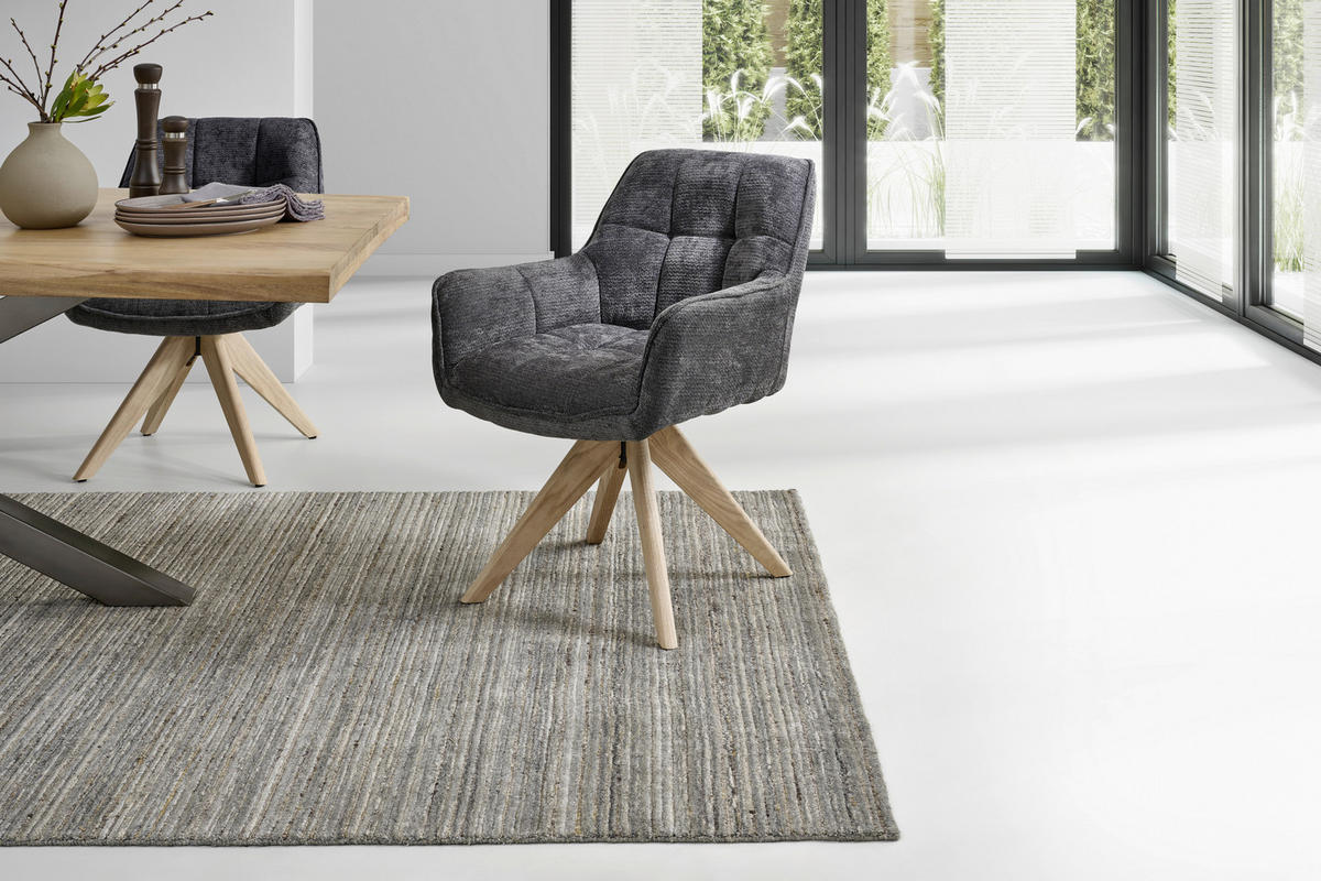 ARMLEHNSTUHL in Holz, Textil Eichefarben, Dunkelgrau  - Dunkelgrau/Eichefarben, Basics, Holz/Textil (64/85/62cm) - Livetastic