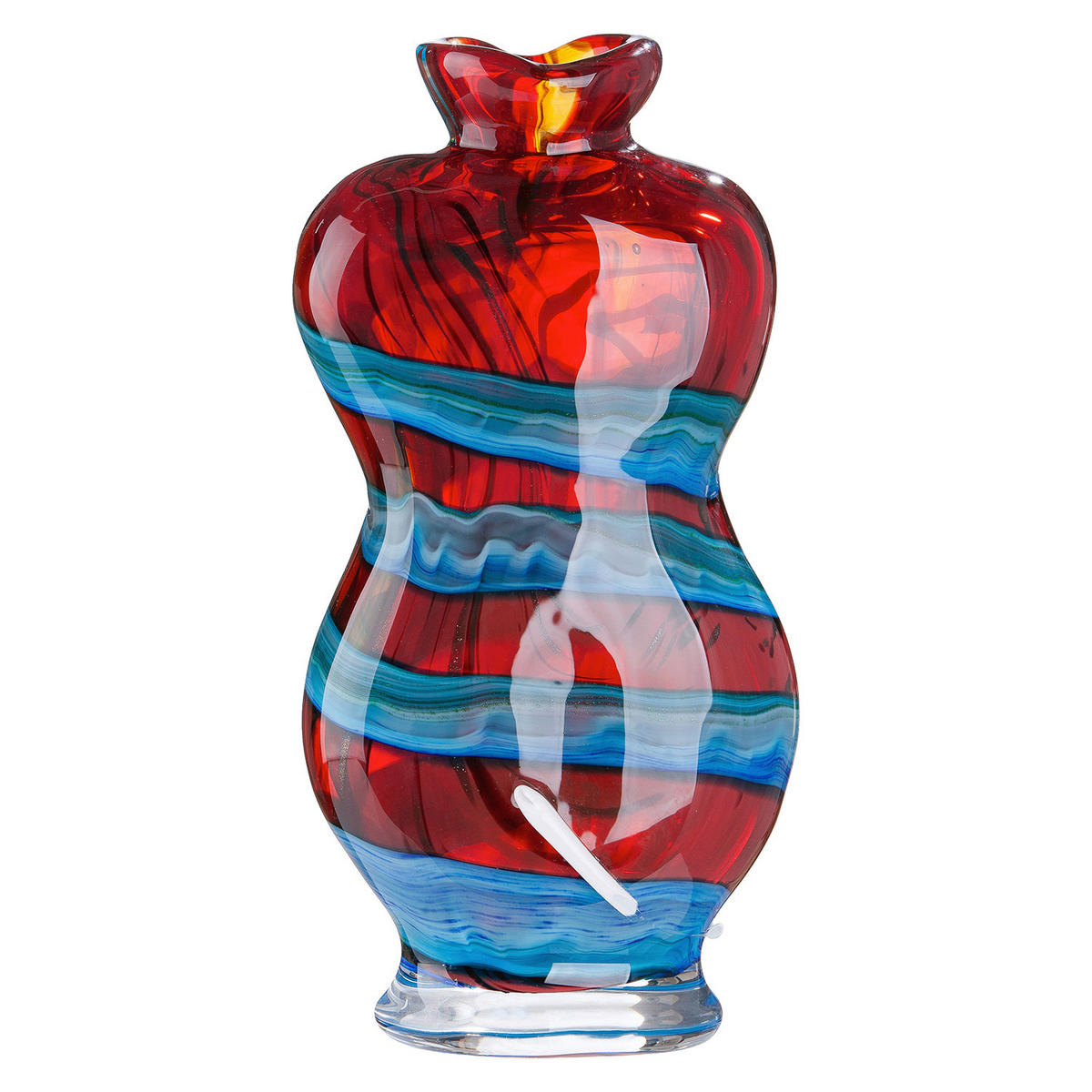 DEKOVASE  - Blau/Rot, Basics, Glas (17/34/11cm)