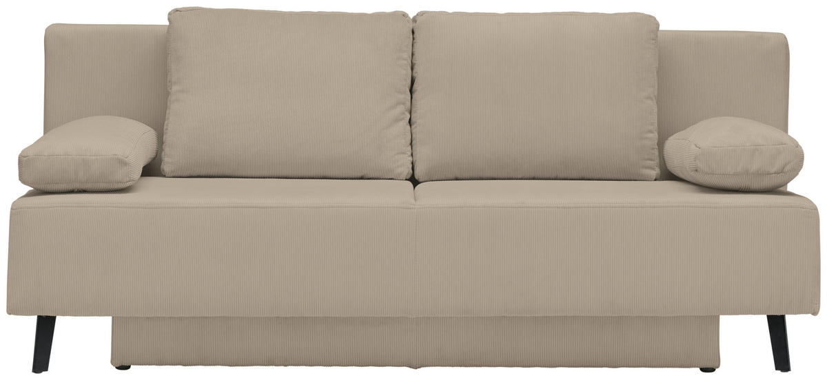 SCHLAFSOFA in Cord Hellbraun  - Hellbraun/Schwarz, Modern, Textil/Metall (193/85/88cm) - Novel