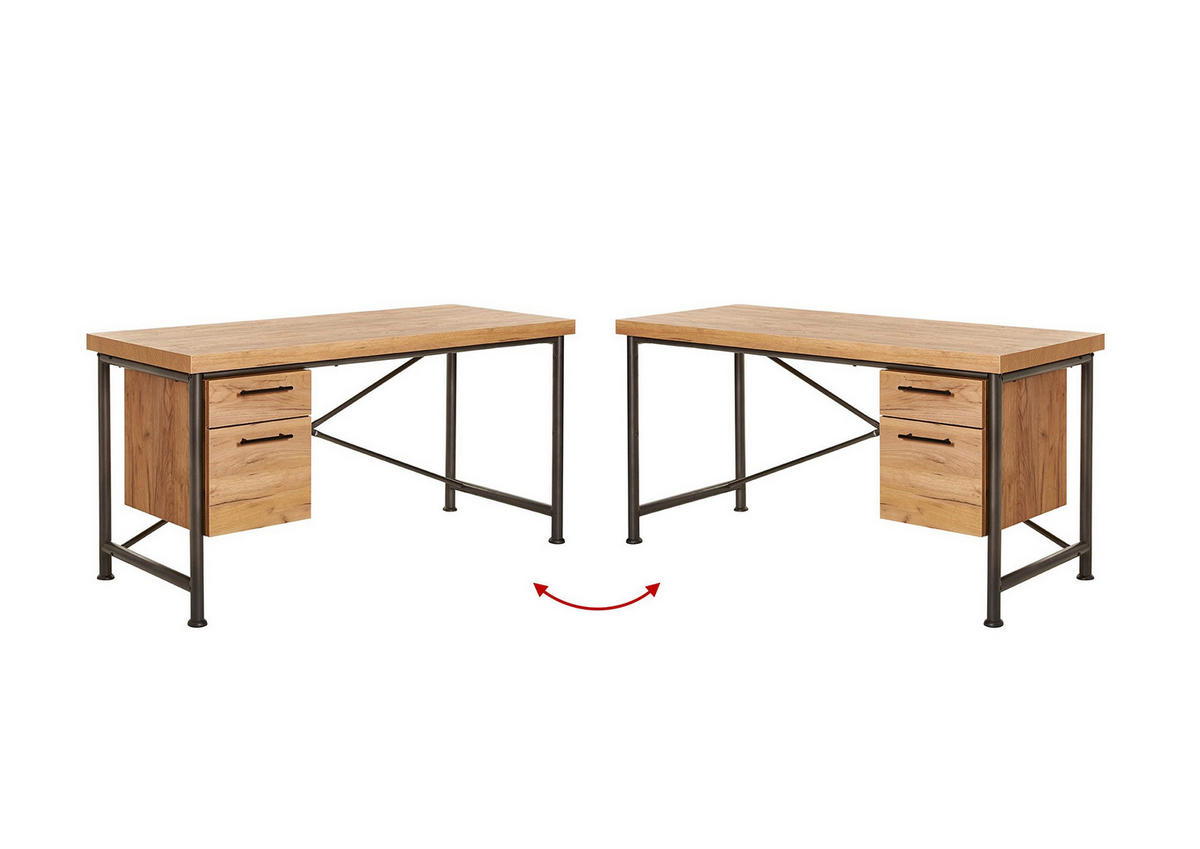 SCHREIBTISCH 150/60/75,5 cm  in Anthrazit, Eichefarben  - Eichefarben/Anthrazit, Konventionell, Holzwerkstoff/Metall (150/60/75,5cm) - Livetastic