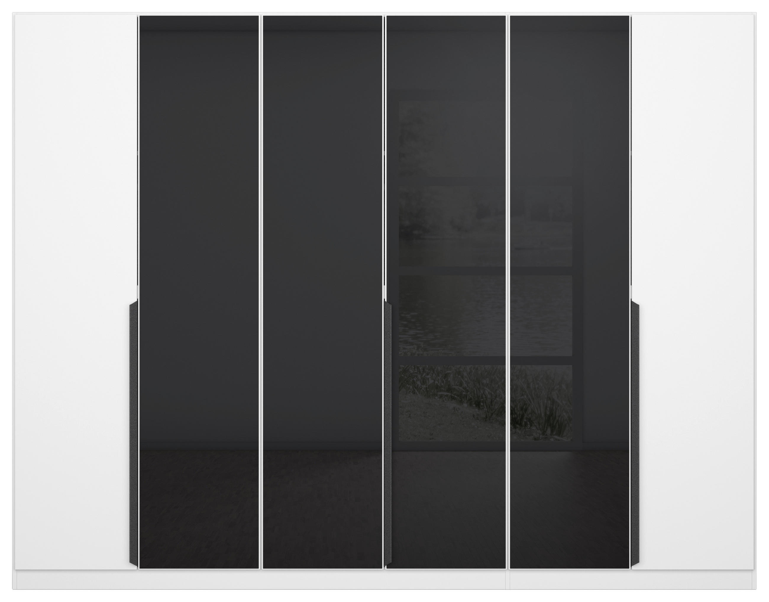 DREHTÜRENSCHRANK 271/210/54 cm 6-türig Anthrazit, Weiß  - Anthrazit/Weiß, MODERN, Glas/Holzwerkstoff (271/210/54cm) - Rauch Möbel