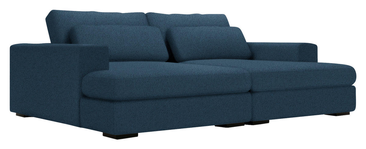 BIGSOFA in Chenille Blau  - Blau/Schwarz, Design, Textil (223/80/158cm) - Lomoco