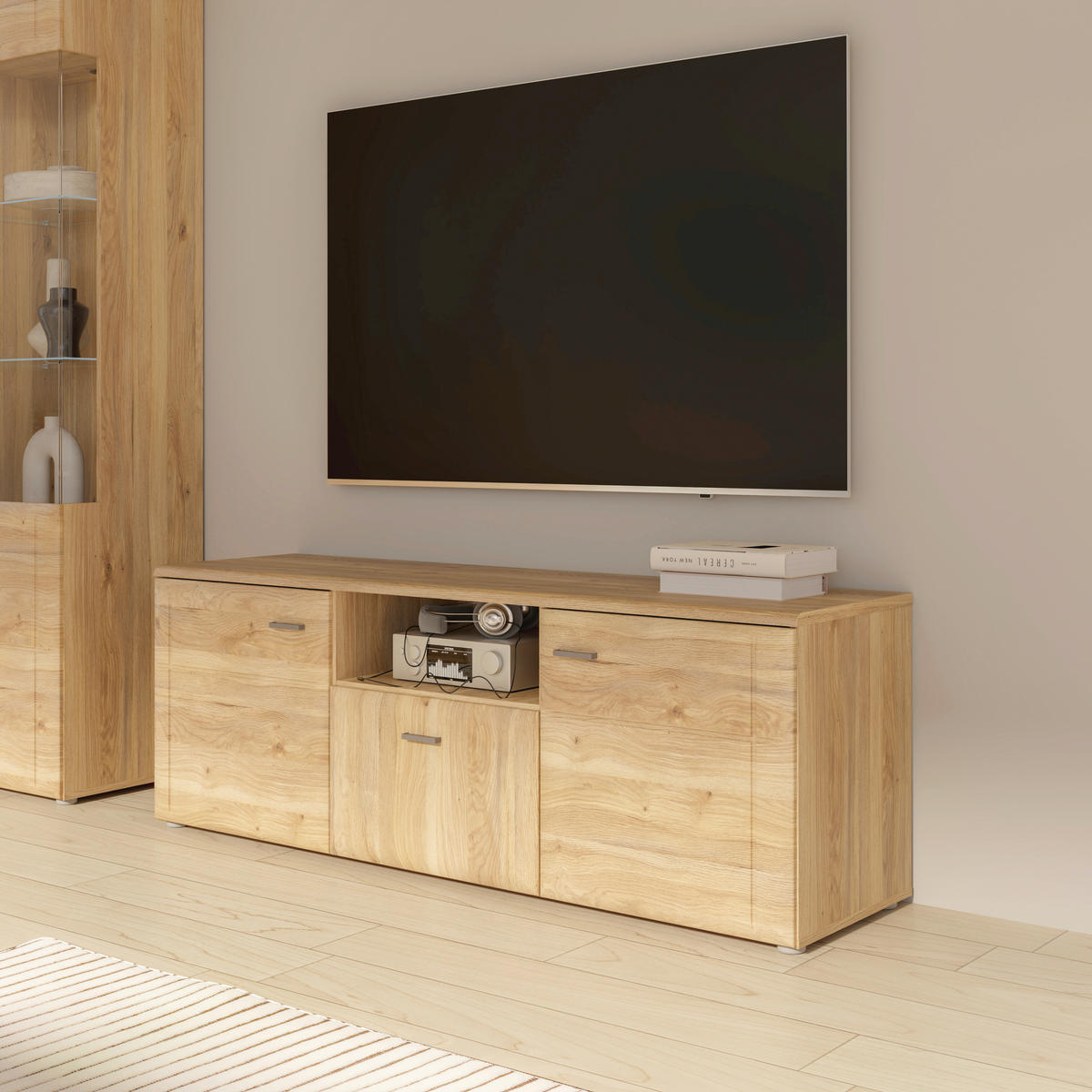 TV-ELEMENT barve hrasta  - siva/barve hrasta, Moderno, kovina/umetna masa (149,8/53,7/41,8cm) - Hom`in