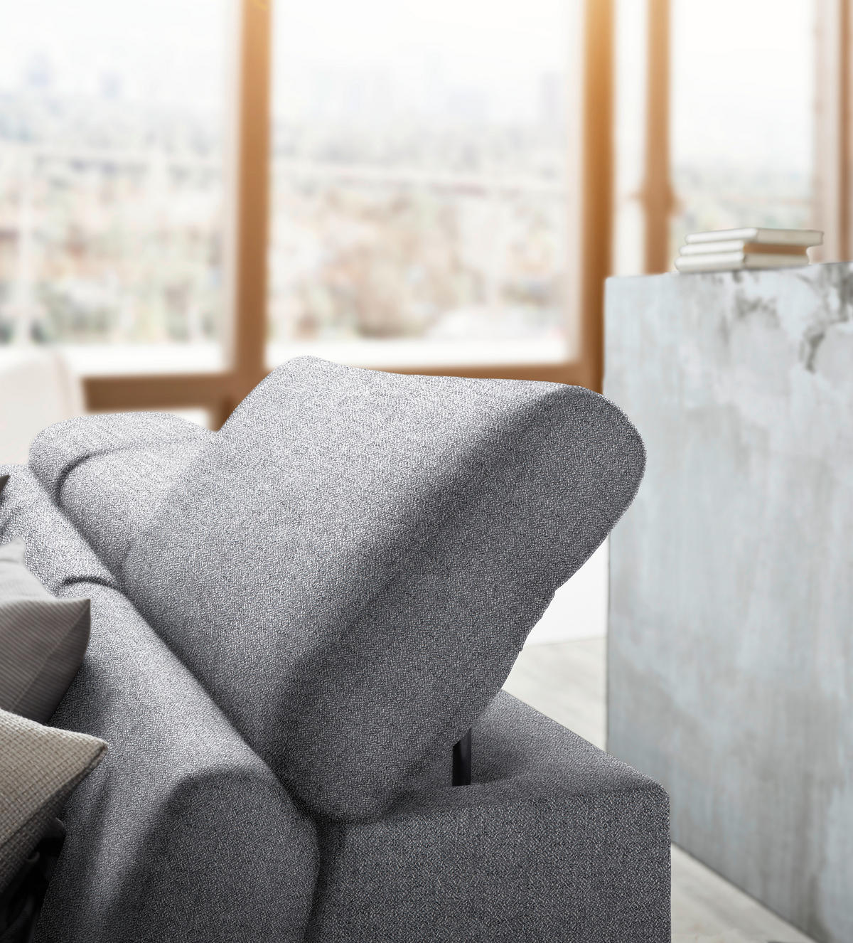 ECKSOFA inkl. Funktionen Hellgrau Webstoff  - Silberfarben/Hellgrau, Design, Textil/Metall (167/250cm) - Xora
