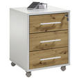 ROLLCONTAINER Eiche Artisan  - Silberfarben/Eiche Artisan, MODERN, Holzwerkstoff/Kunststoff (43/56/42cm) - Carryhome