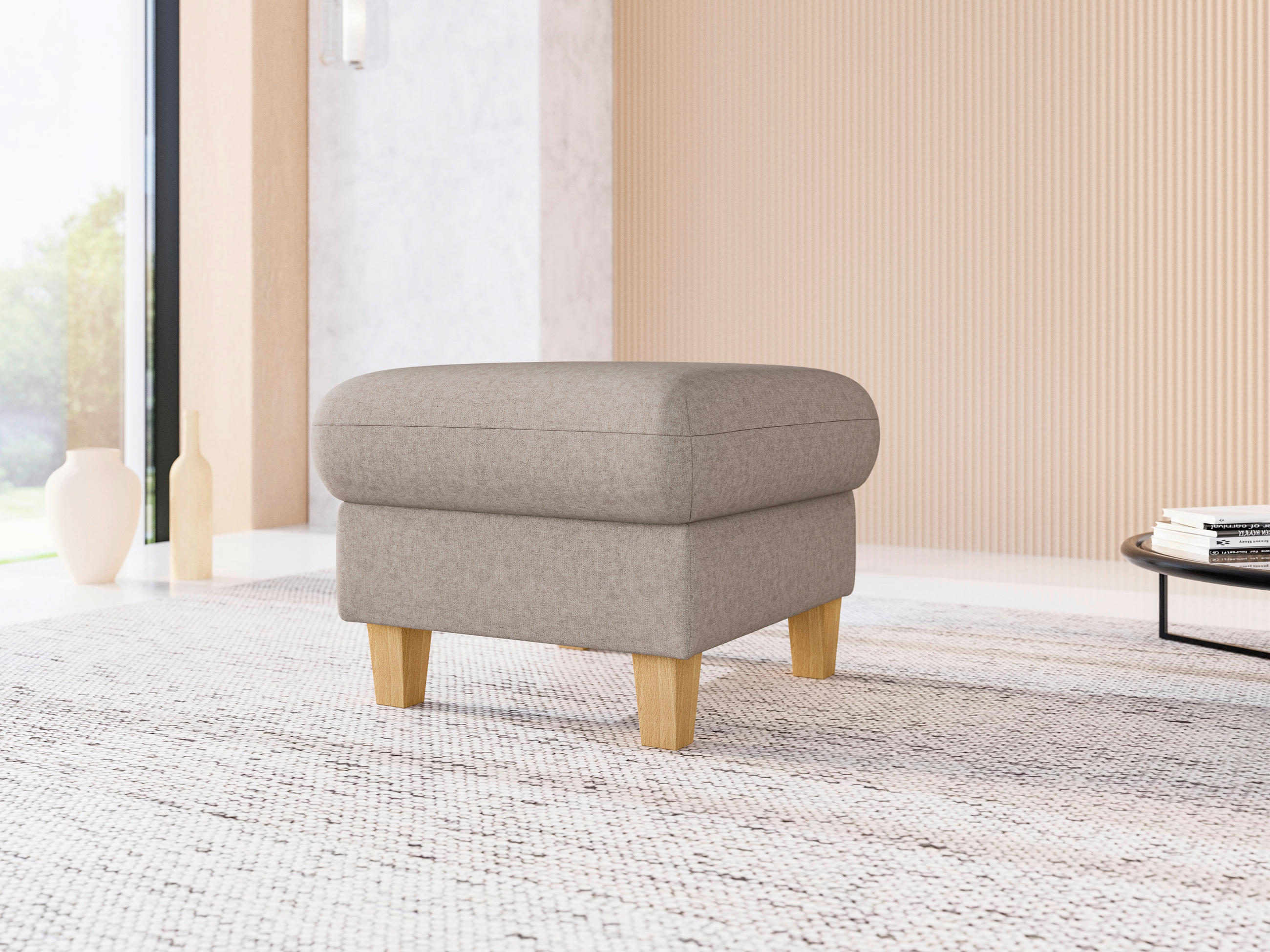 HOCKER in Textil Taupe  - Taupe/Eichefarben, KONVENTIONELL, Holz/Textil (58/48/58cm) - Sit & More