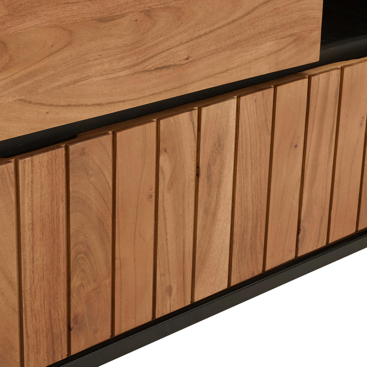 LOWBOARD Nara  in 177/62,5/42 cm  - Schwarz/Naturfarben, KONVENTIONELL, Holz/Metall (177/62,5/42cm) - Livetastic
