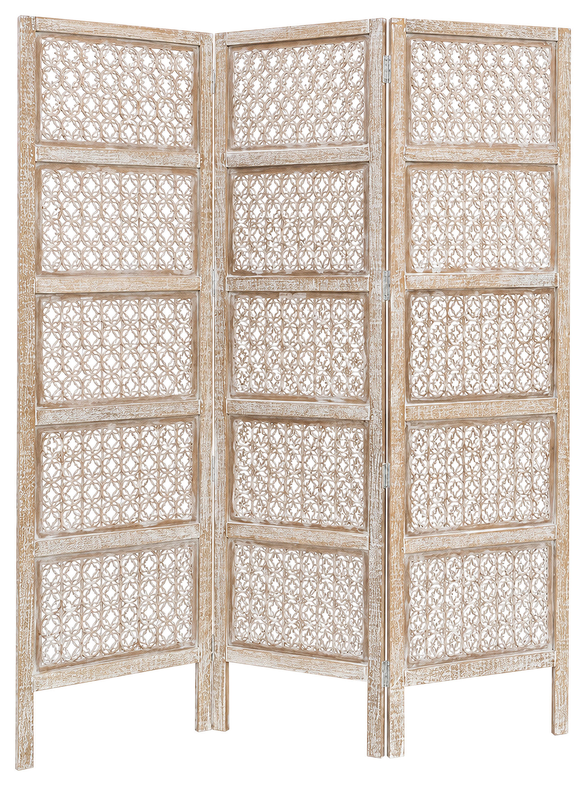 SKÄRMVÄGG  i trä, trämaterial  vit  - vit, Trend, trämaterial/trä (150/180cm) - Ambia Home