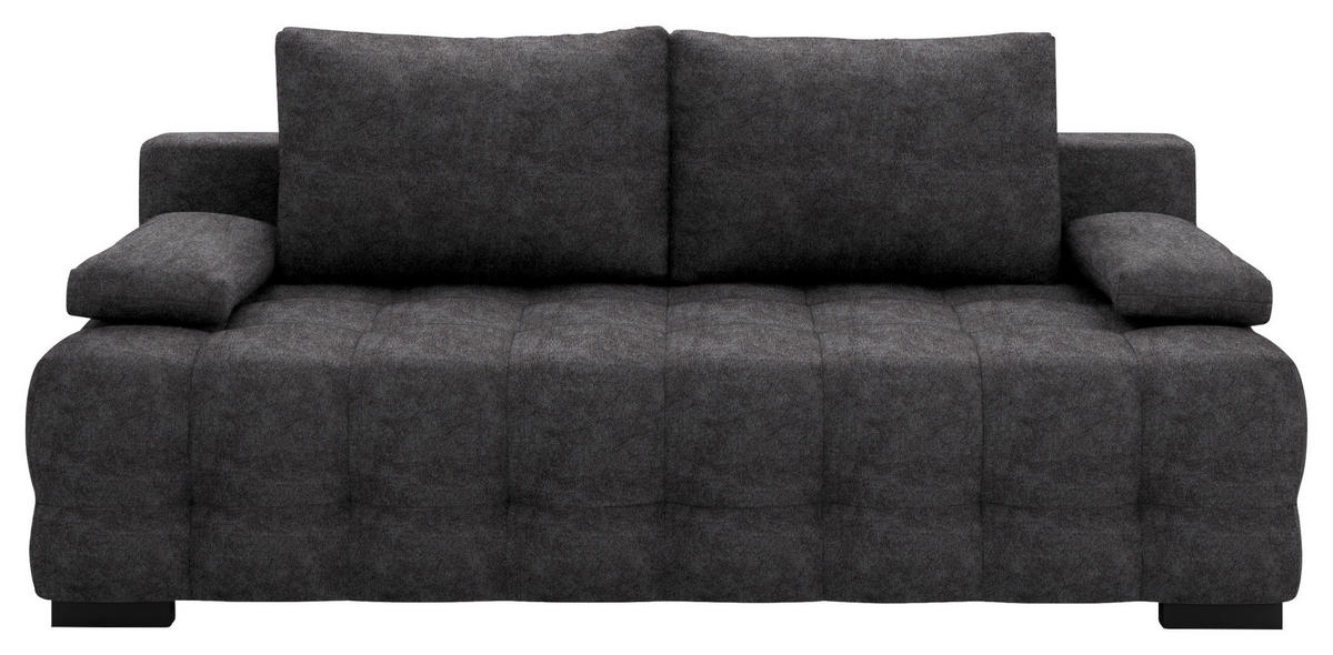 SCHLAFSOFA in Velours Dunkelgrau  - Dunkelgrau/Schwarz, KONVENTIONELL, Kunststoff/Textil (209/96/100cm) - Stylife
