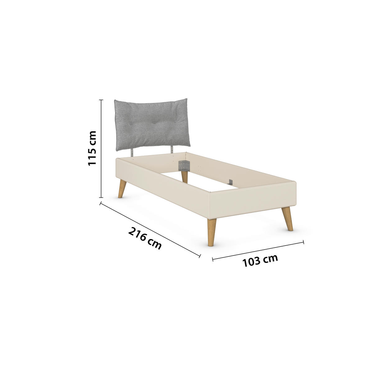 BETT 90/200 cm  in Champagner  - Wildeiche/Champagner, Design, Holz/Textil (90/200cm) - Carryhome