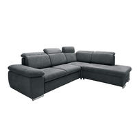 ECKSOFA Anthrazit Mikrofaser  - Chromfarben/Anthrazit, Design, Textil/Metall (283/228cm) - Livetastic