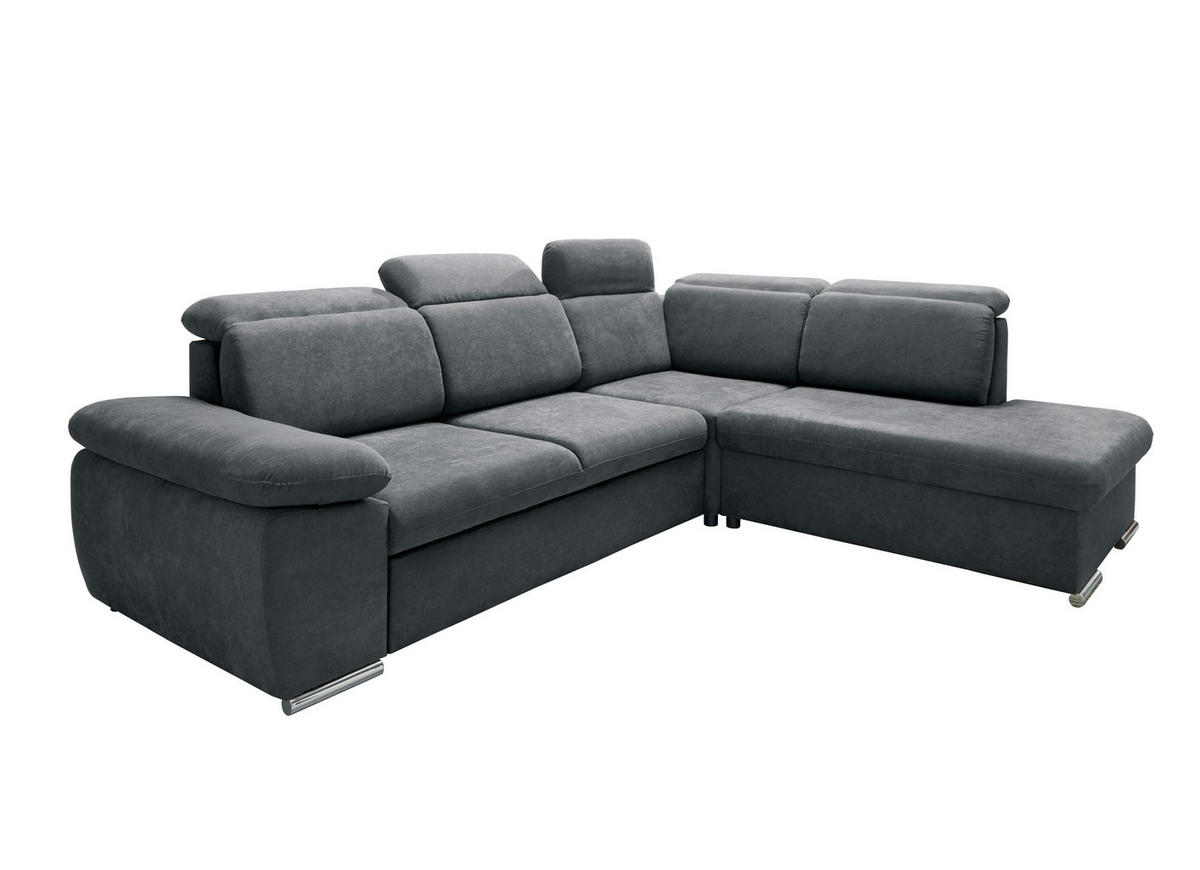 ECKSOFA Anthrazit Mikrofaser  - Chromfarben/Anthrazit, Design, Textil/Metall (283/228cm) - Livetastic