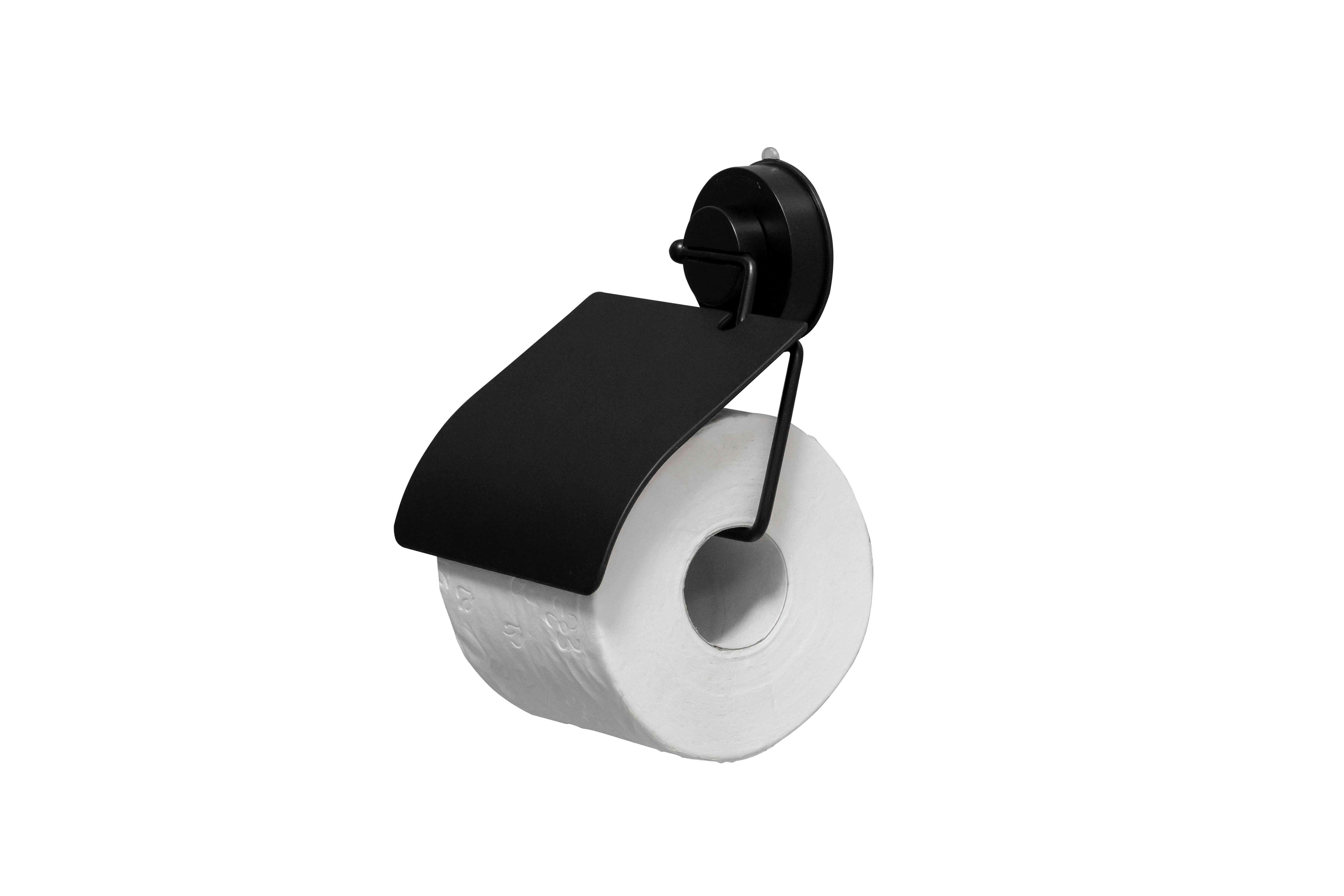 DRŽÁK NA TOALETNÍ PAPÍR - černá, Basics, kov/plast (16,5/16,5/3,4cm) - Sadena