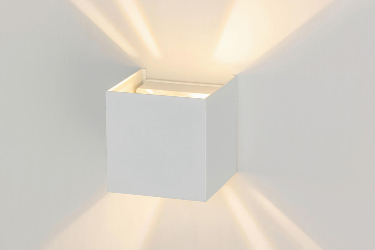 LED-WANDLEUCHTE 10/10/10 cm   - Weiß, Basics, Kunststoff/Metall (10/10/10cm) - Novel