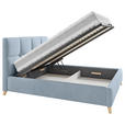 POLSTERBETT Lattenrost, Bettkasten 140/200 cm  in Hellblau  - Buchefarben/Hellblau, KONVENTIONELL, Holz/Textil (140/200cm) - Carryhome