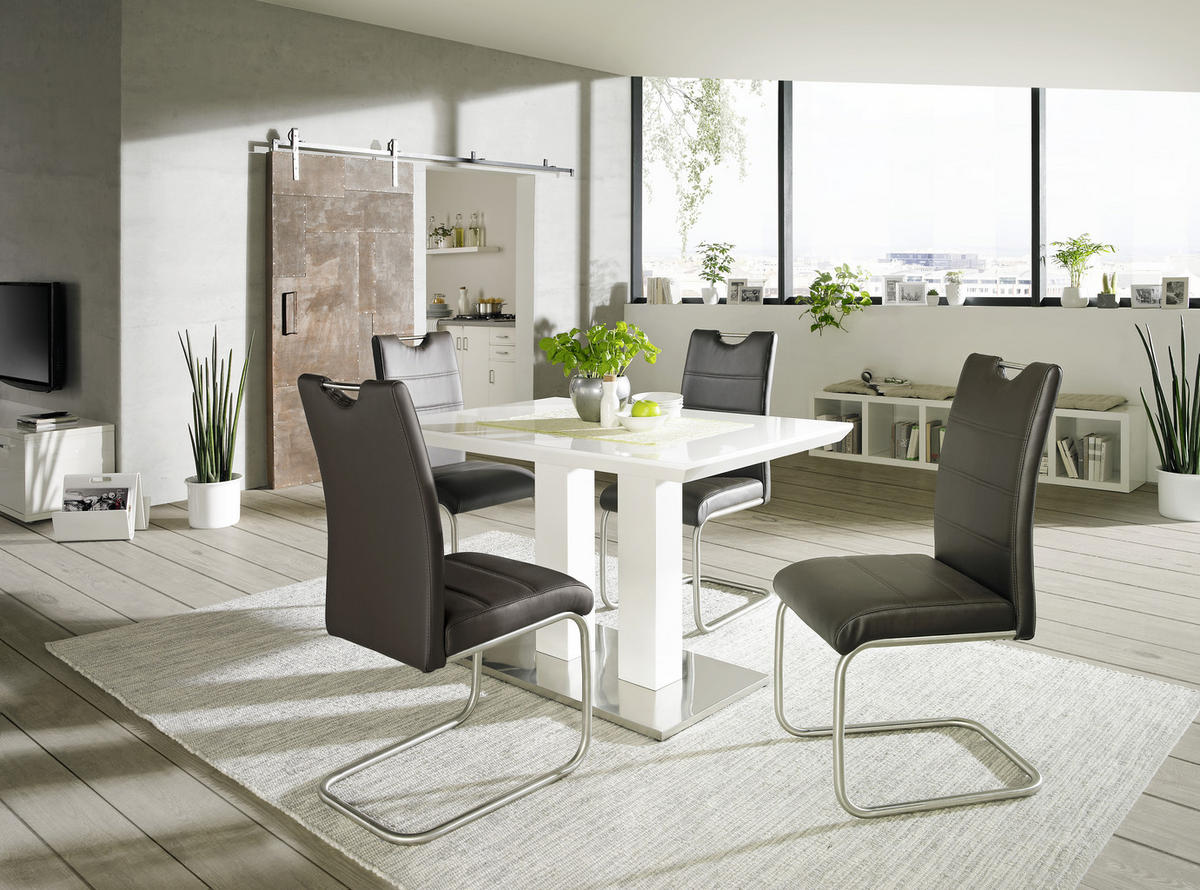 JÍDELNÍ STŮL, bílá, barvy nerez oceli, 120/80/76 cm - bílá/barvy nerez oceli, Design, kov/kompozitní dřevo (120/80/76cm) - Novel