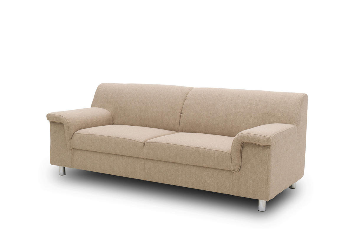 3-SITZER-SOFA Webstoff Beige  - Chromfarben/Beige, KONVENTIONELL, Textil/Metall (190/72/80cm) - MID.YOU