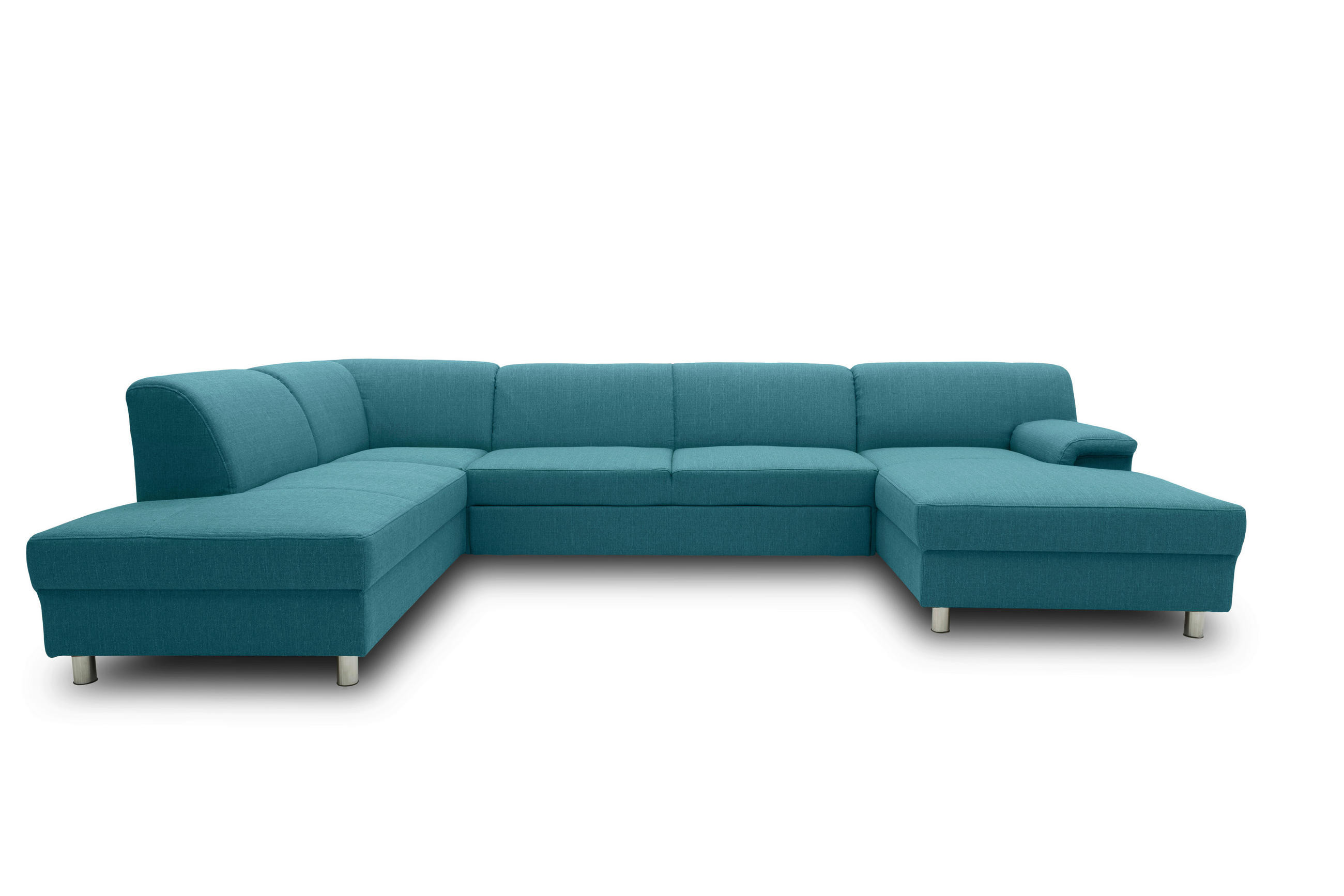 WOHNLANDSCHAFT Petrol Webstoff  - Chromfarben/Petrol, KONVENTIONELL, Textil/Metall (195/308/150cm) - MID.YOU