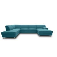 WOHNLANDSCHAFT Petrol Webstoff  - Chromfarben/Petrol, KONVENTIONELL, Textil/Metall (195/308/150cm) - MID.YOU