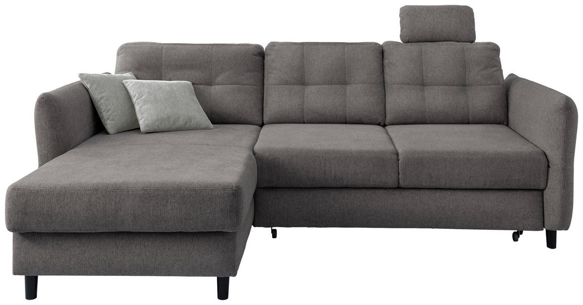 ECKSOFA in Chenille Graubraun  - Graubraun/Hellgrau, Modern, Holz/Textil (176/250-280cm) - Livetastic