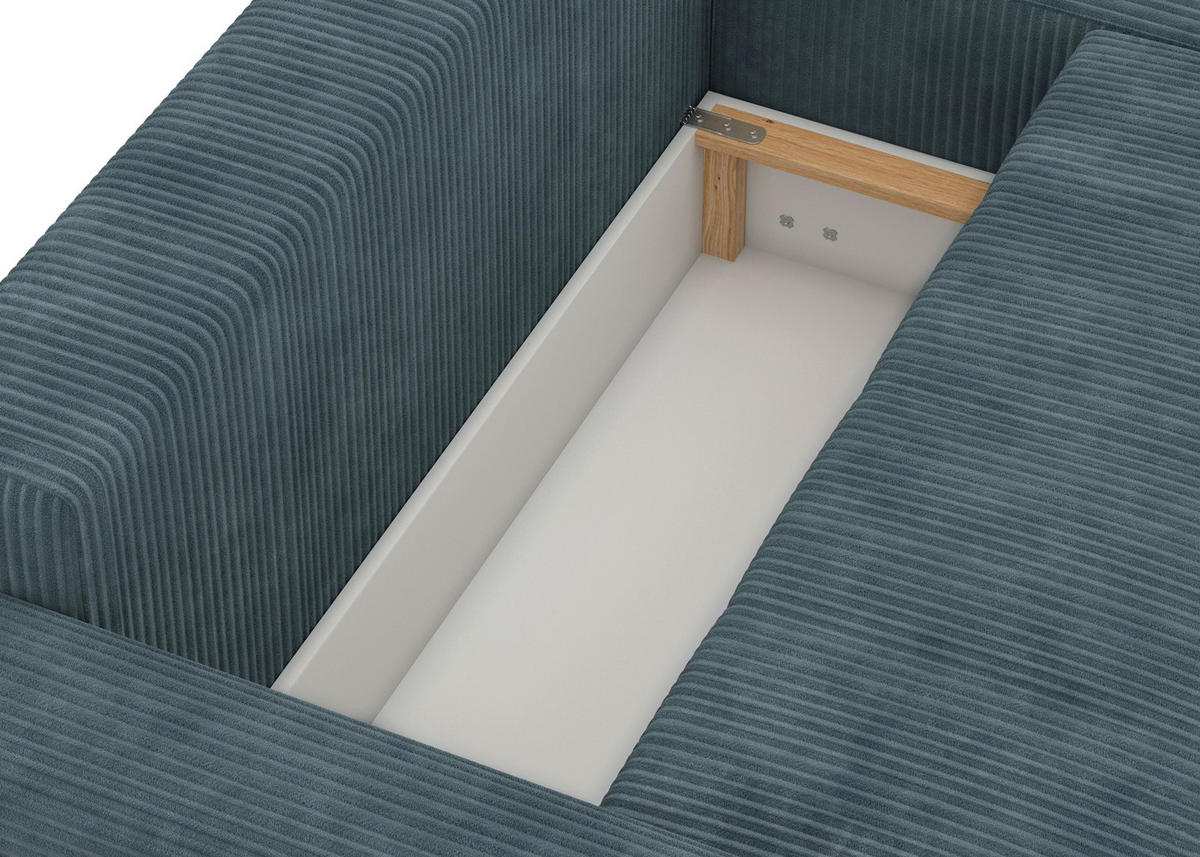 ECKSOFA Petrol Webstoff  - Petrol/Schwarz, KONVENTIONELL, Kunststoff/Textil (270/192cm) - Carryhome
